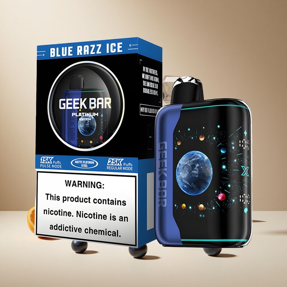 Azul Frambuesa Hielo GEEK BAR Platinum Edition 25000 Puffs Acabado Premium Acero Platino Mate