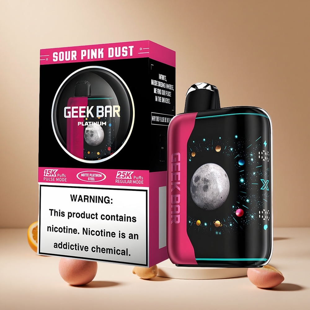 Polvo Rosa Agrio GEEK BAR Platinum Edition 25000 Bocadas Carga Rápida USB-Type C