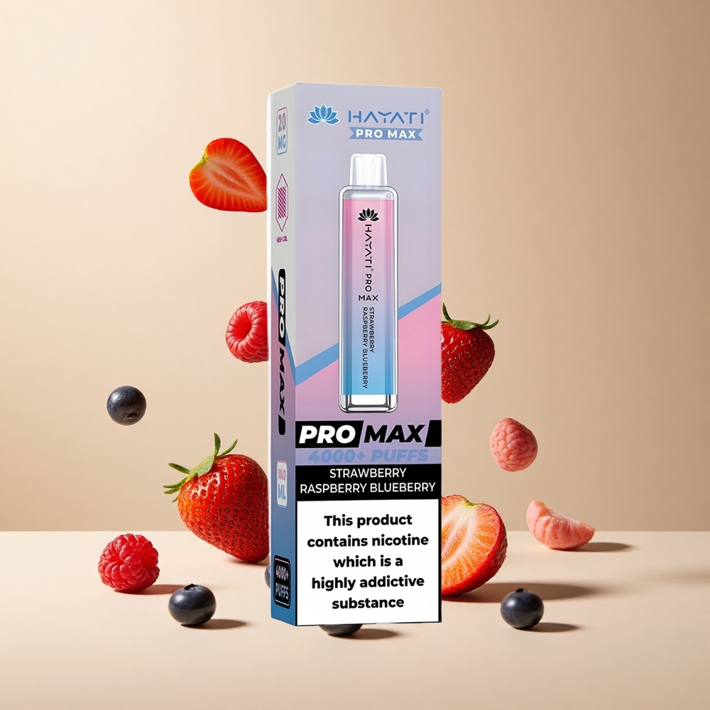 Fresa Frambuesa Arándano Hayati Pro Max 4000 Puffs Batería Recargable