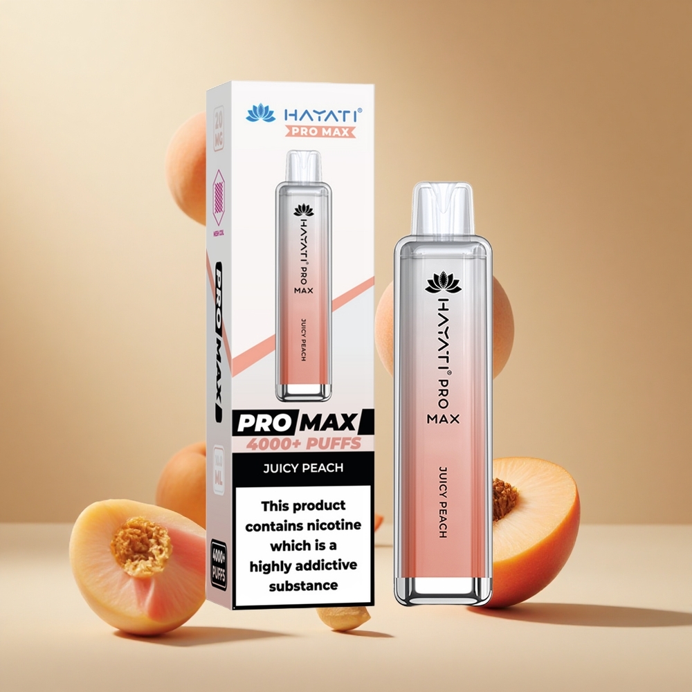 Melocotón Jugoso Hayati Pro Max 4000 Puffs Batería Recargable