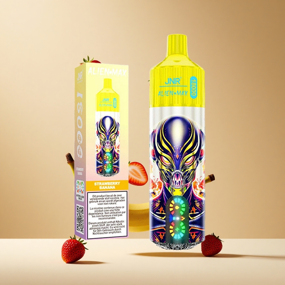 Fresa Banana JNR Alien Max 18000 Puffs con Pantalla LED Inteligente
