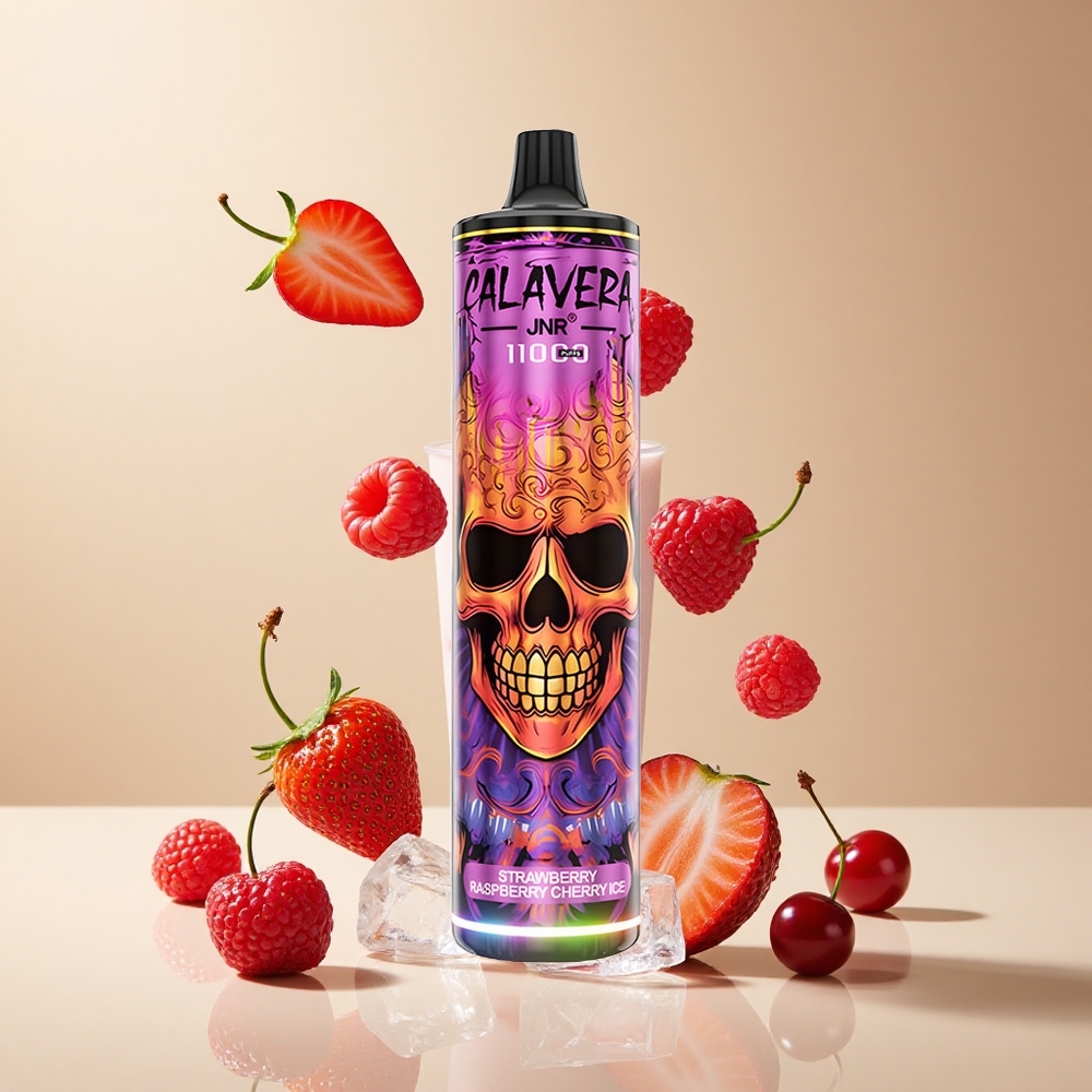 Fresa Frambuesa Cereza Helada JNR Calavera 11000 Puffs Tipo-C