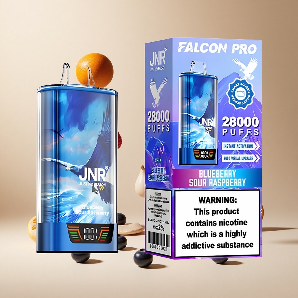 Arándano Agrio Frambuesa JNR Falcon Pro 28000 Desechable 28000 Puffs USB Tipo-C