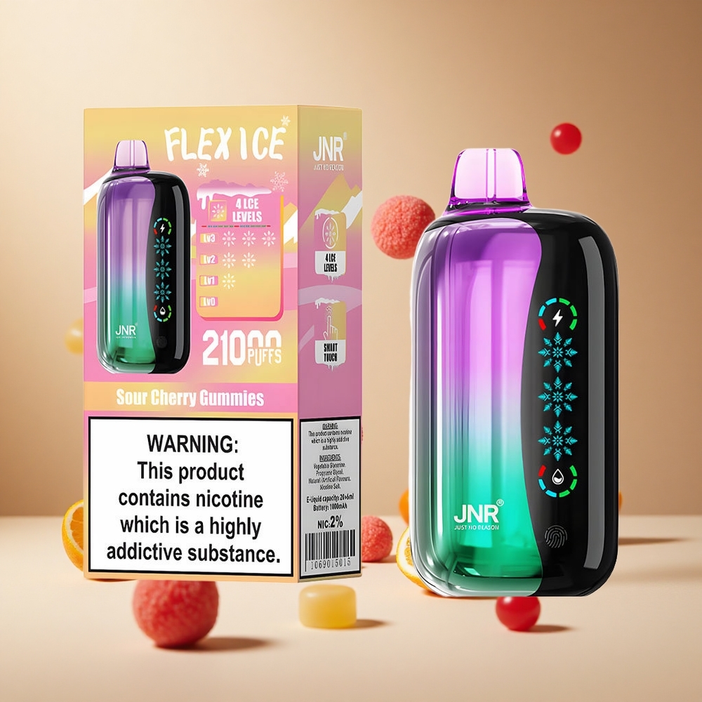 Cerezas Ácidas Gomitas JNR Flex Ice 21000 Puffs Pantalla Táctil