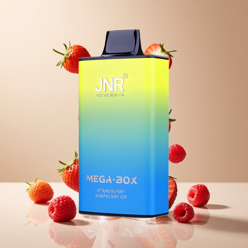 Fresa Frambuesa Hielo JNR Mega Box 25000 Puffs Tipo-C Carga Rápida