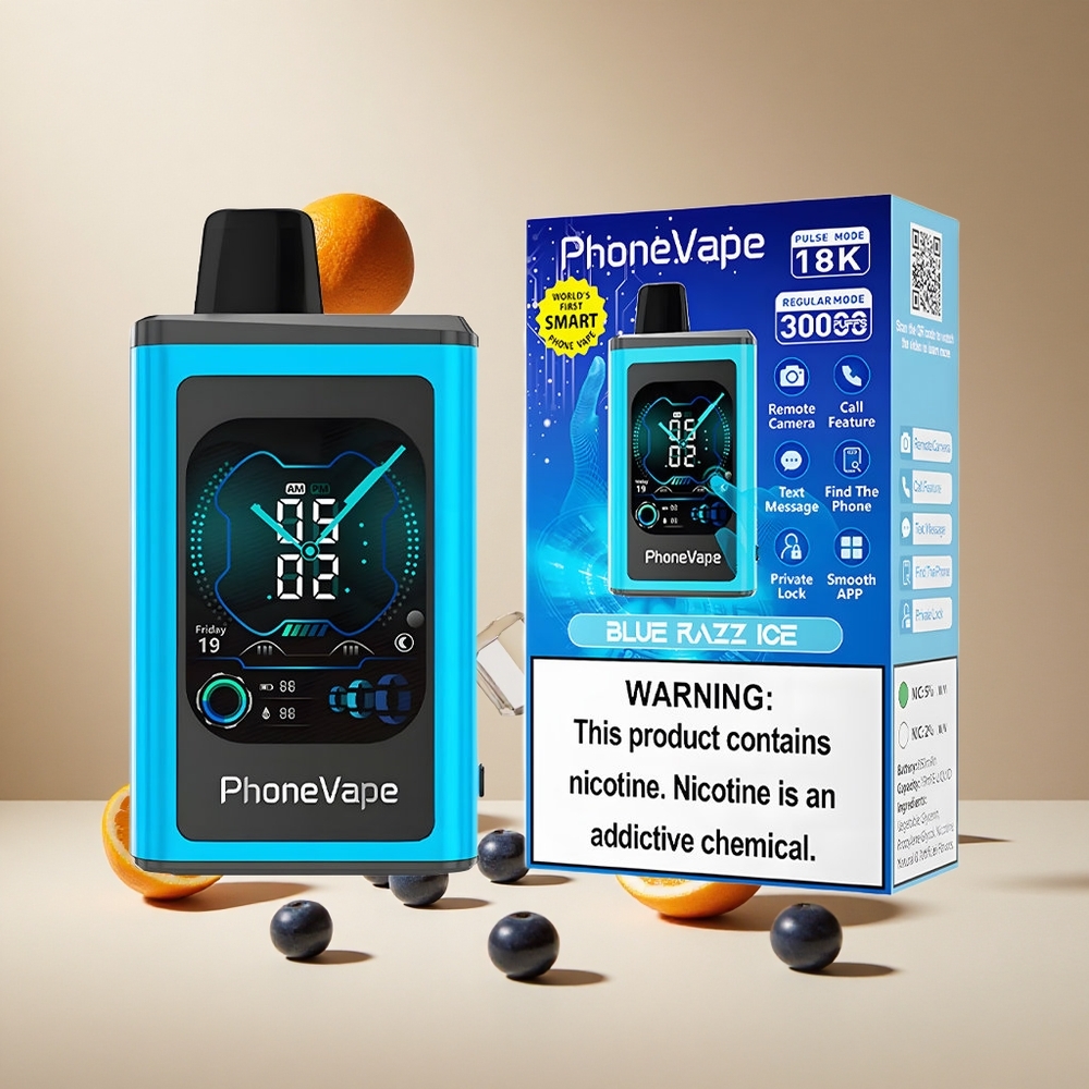 Arándano Azul Hielo JNR PhoneVape 30000 Puffs Pantalla Completa