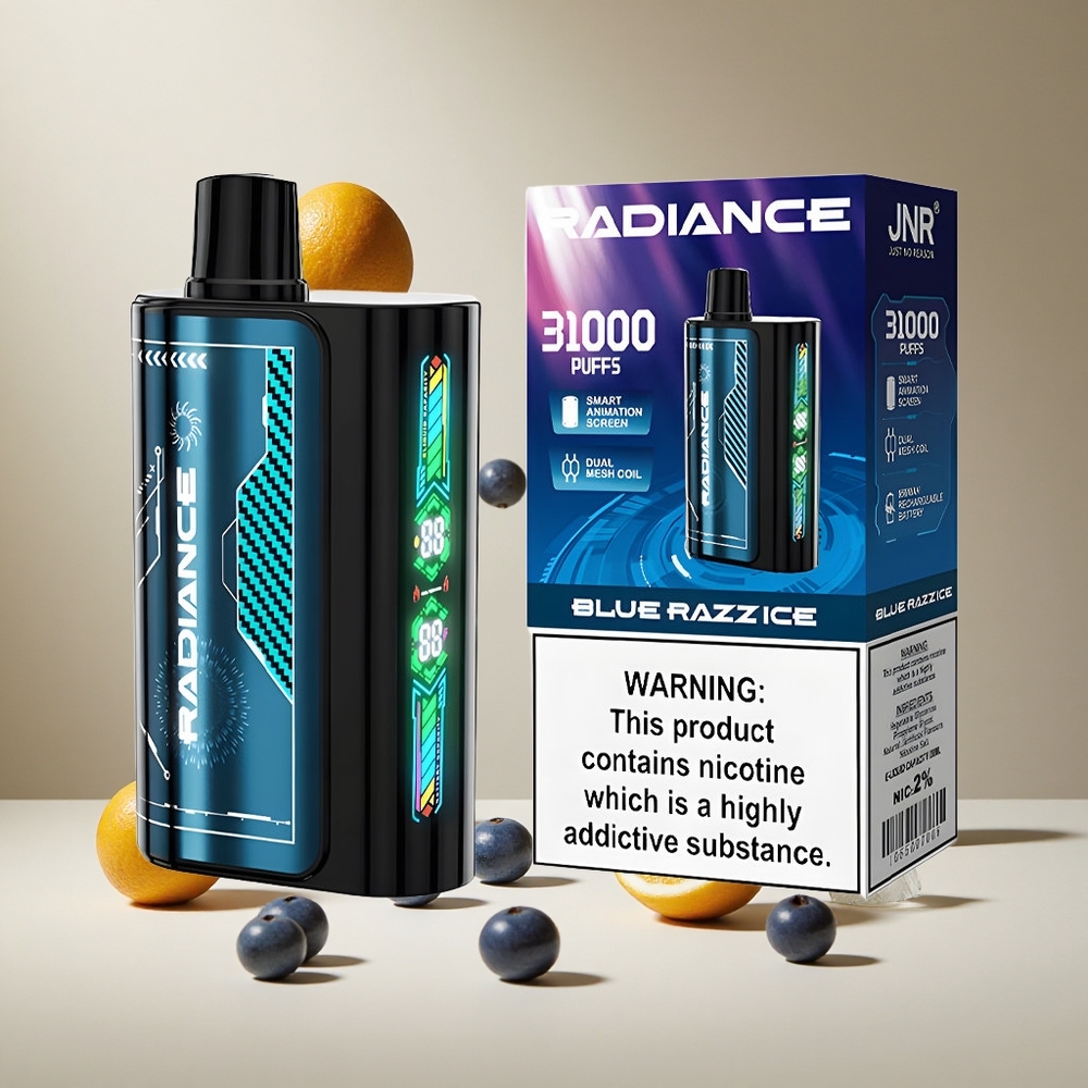 Arándano Azul Helado JNR Radiance 31000 Puffs Pantalla Inteligente Animada