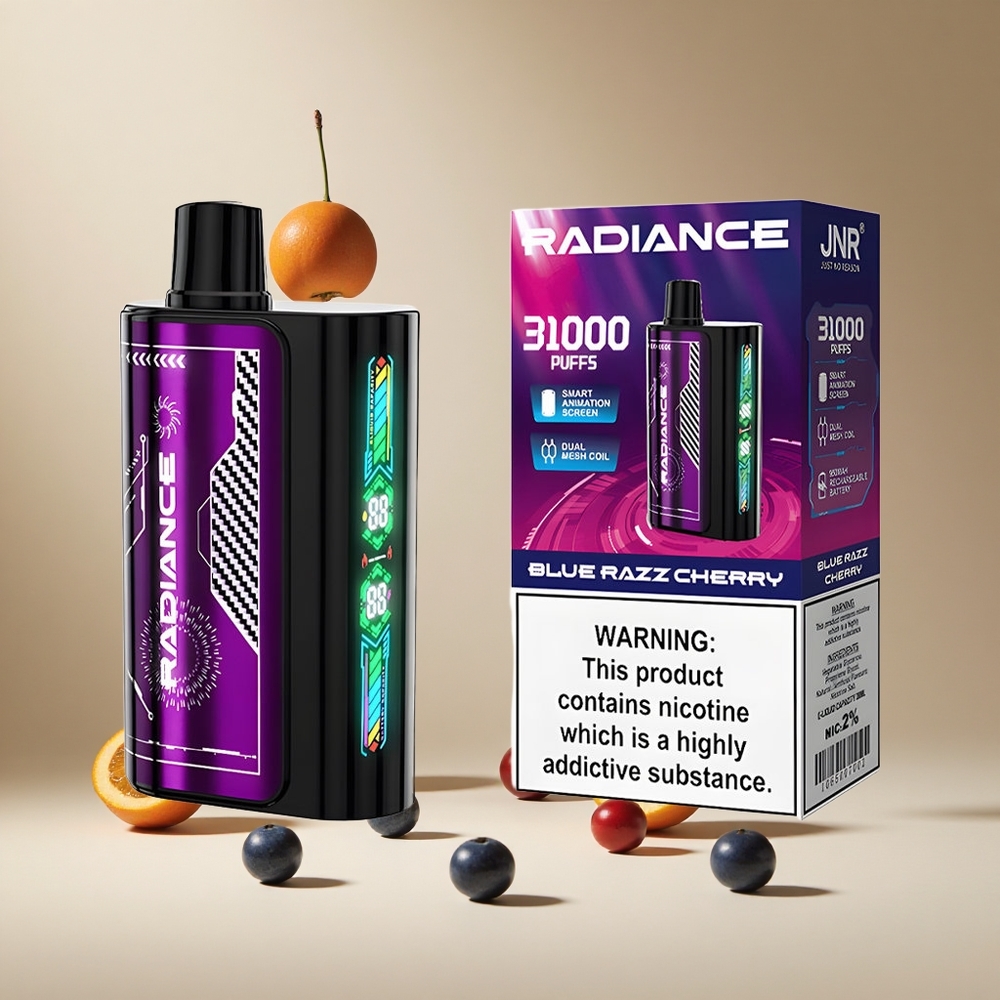 Frambuesa Azul Cereza JNR Radiance 31000 Puffs Pantalla Inteligente Animada