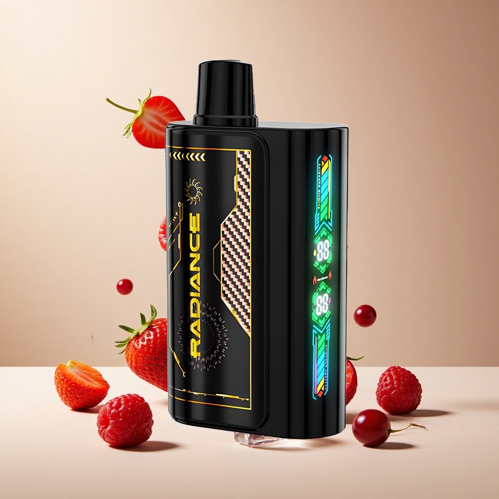 Fresa Frambuesa Cereza Hielo JNR Radiance 31000 Puffs Pantalla Inteligente Animada