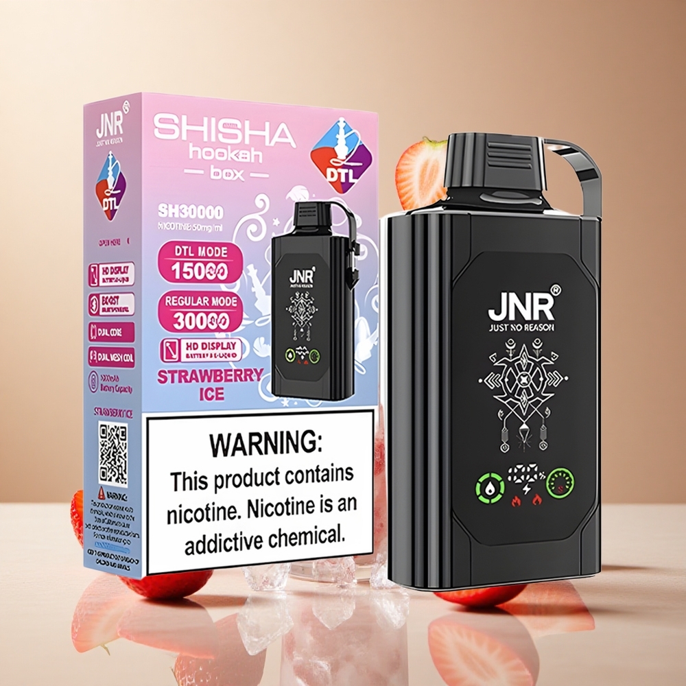 Fresa Hielo JNR Shisha Hookah Box 20500 Puffs Pantalla HD