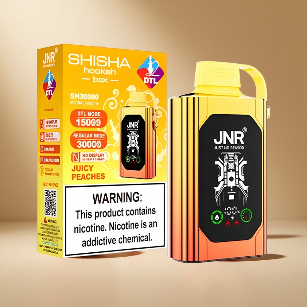 Melocotones Jugosos JNR Shisha Hookah Box 20500 Puffs Pantalla HD