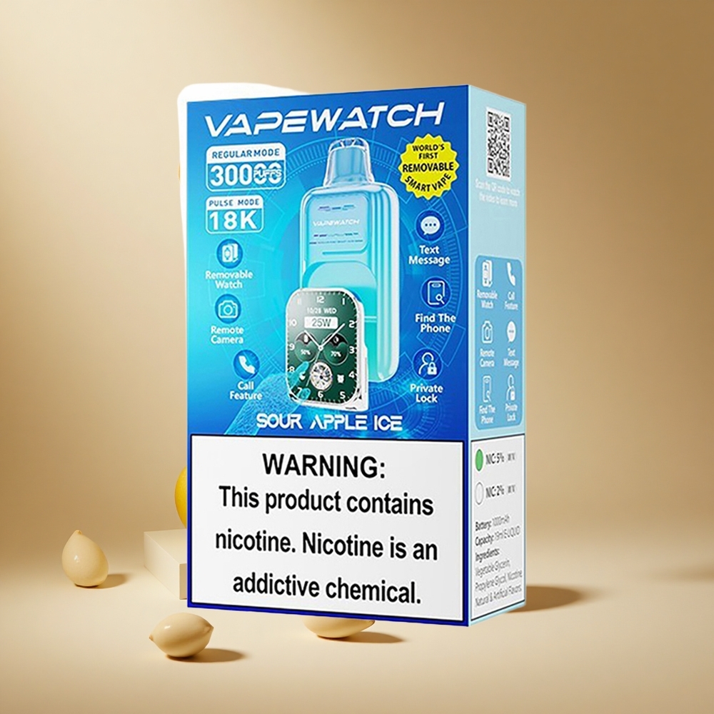 Manzana Ácida Helada JNR Vape Watch 30000 Puffs con Doble Bobina Mesh