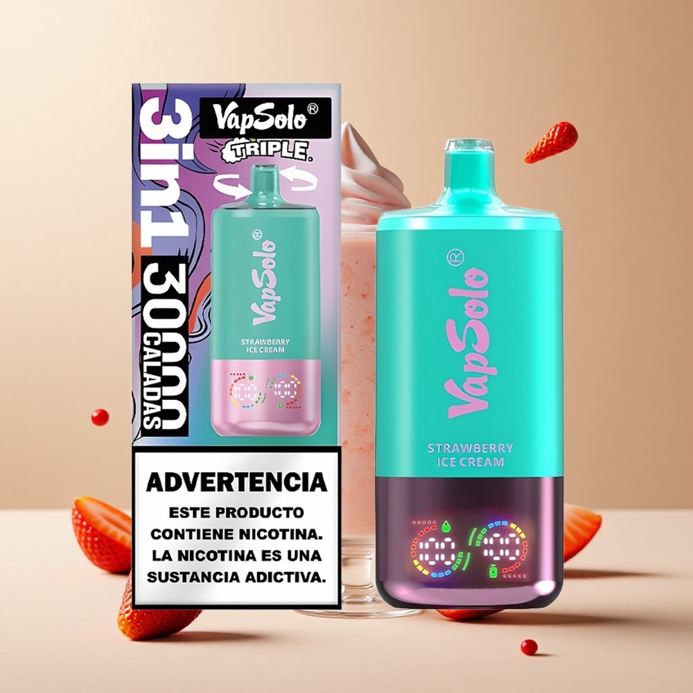 Fresa Crema Helada VapSolo Triple 30000 Puffs 40ml