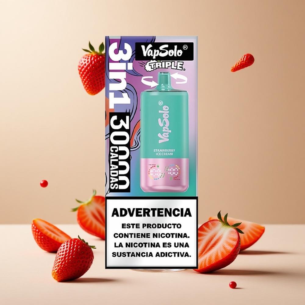 Fresa Crema Helada VapSolo Triple 30000 Puffs 40ml