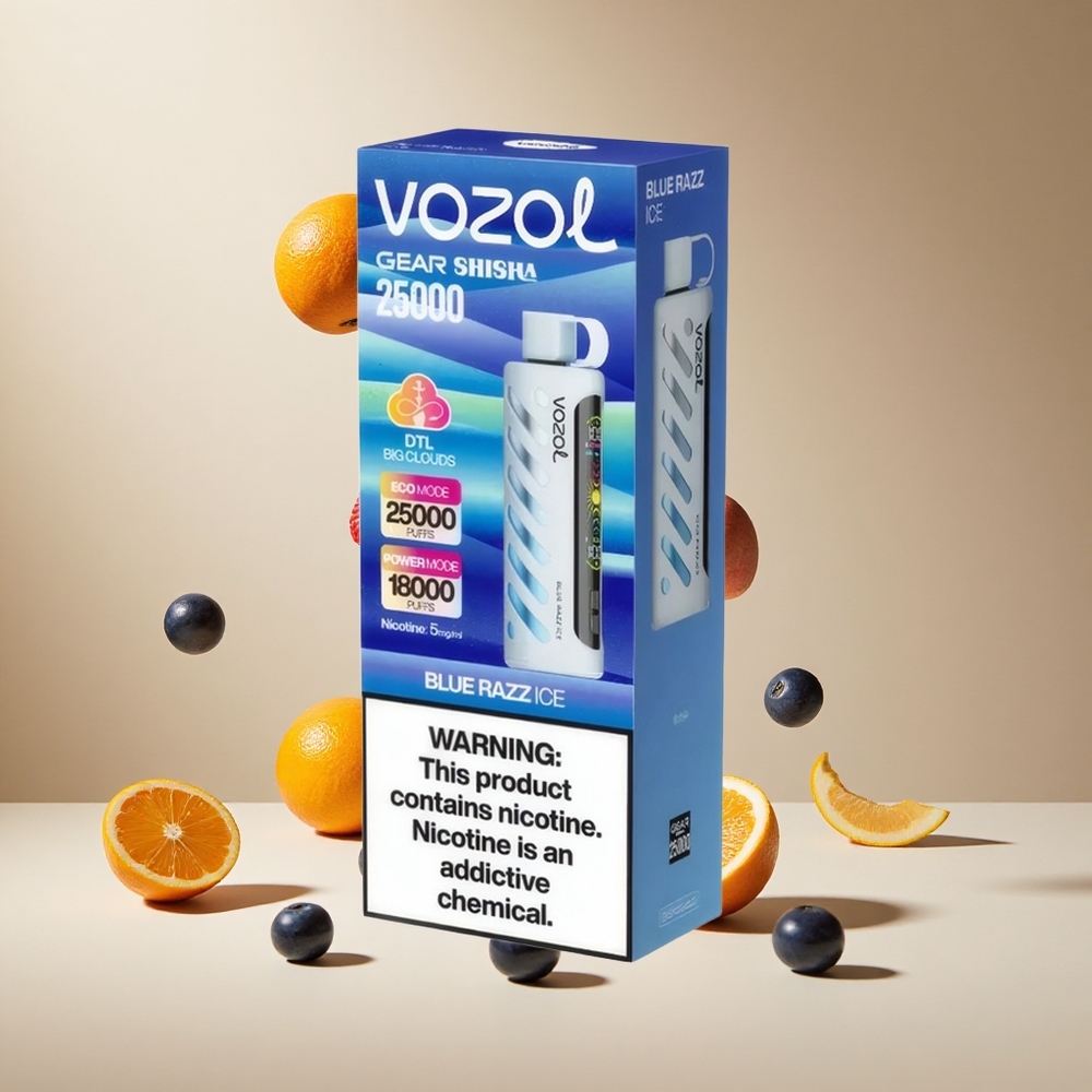 Azul Frambuesa Hielo VOZOL Gear Shisha 25000 Puffs 30 Sabores Deliciosos