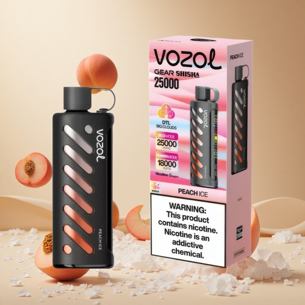 Melocotón Helado VOZOL Gear Shisha 25000 Puffs con 30 Deliciosos Sabores