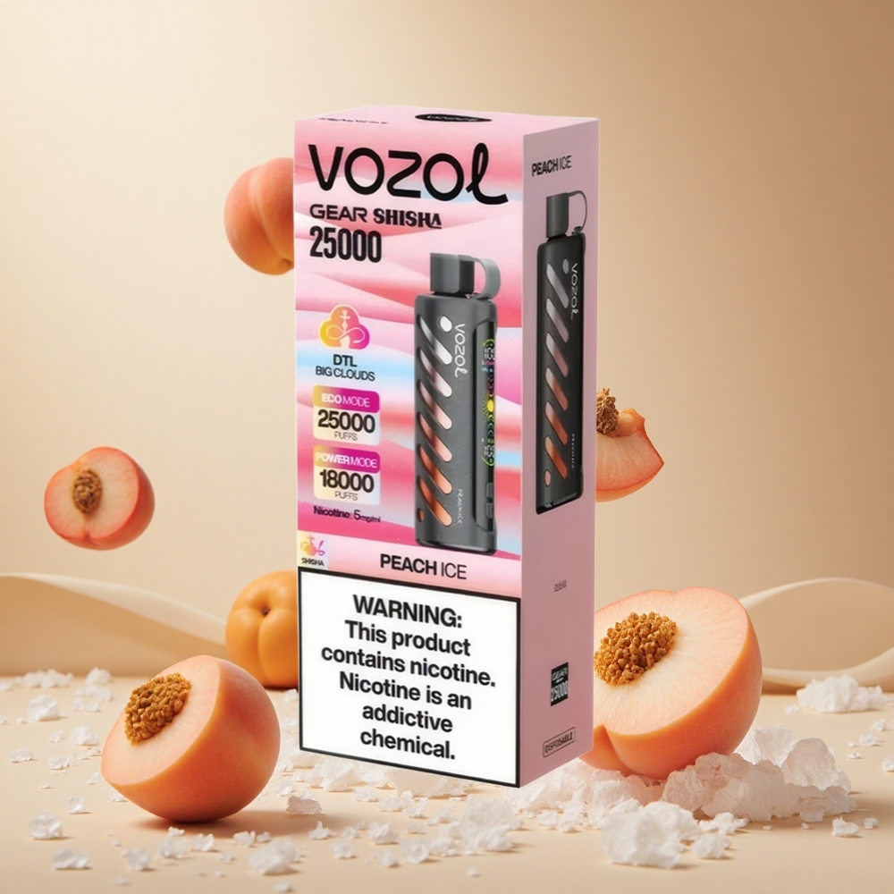 Melocotón Helado VOZOL Gear Shisha 25000 Puffs con 30 Deliciosos Sabores