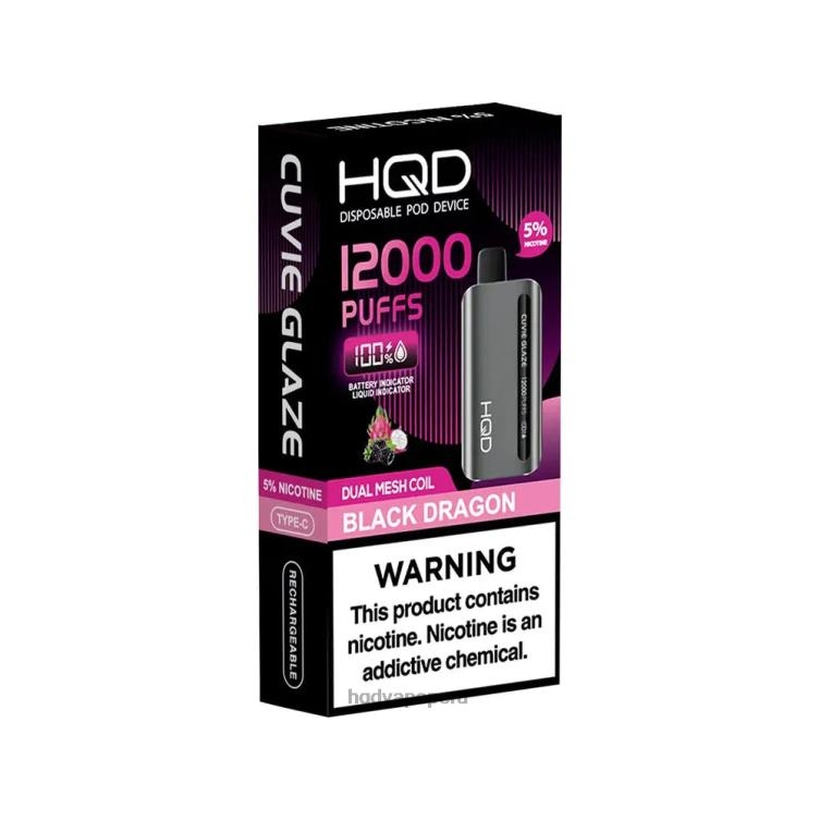 HQD CUVIE GLAZE vaporizador desechable 12000 dragón Negro BT0J132 HQD Vape Peru