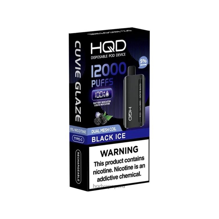 HQD CUVIE GLAZE vaporizador desechable 12000 hielo negro BT0J134 HQD Vape Precio
